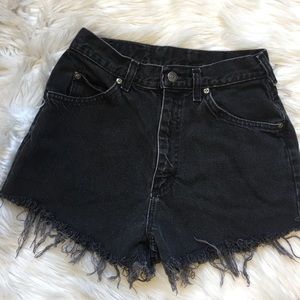 Vintage Lee Cutoff Jean Shorts Washed Faded Black